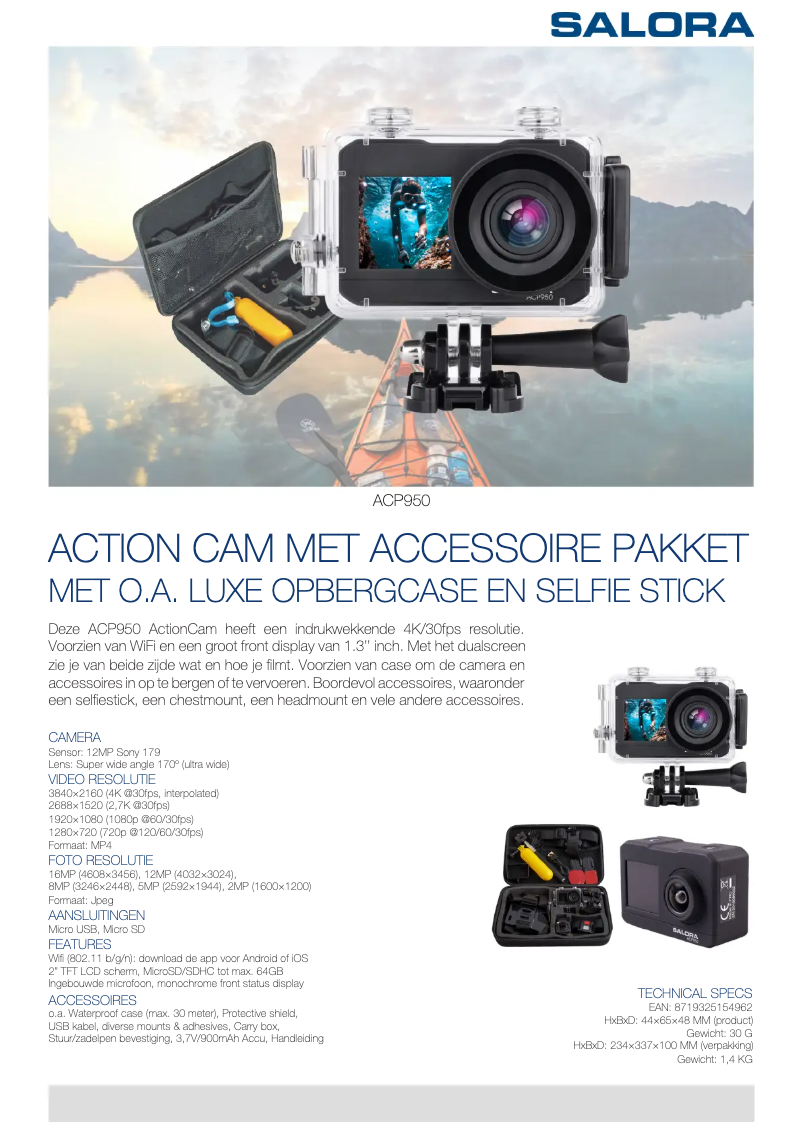 Page 1 de la notice Fiche technique Salora ACP950