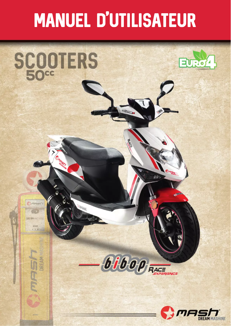 Page 1 de la notice Manuel utilisateur Mash Bibop Race 50cc (2020)