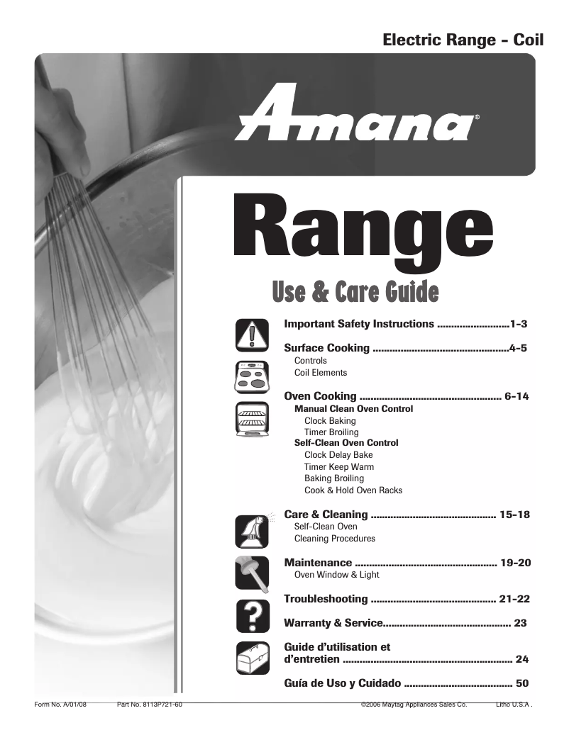 Page n°1 - Manuel utilisateur Amana AER5511ACW