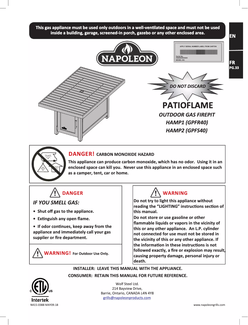 Image de la première page du manuel de l'appareil HAMP1-GY