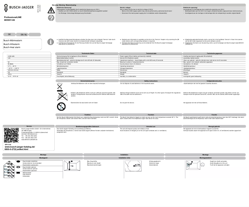 Page 1 de la notice Manuel utilisateur Busch-Jaeger ProfessionalLINE 6835/01-84