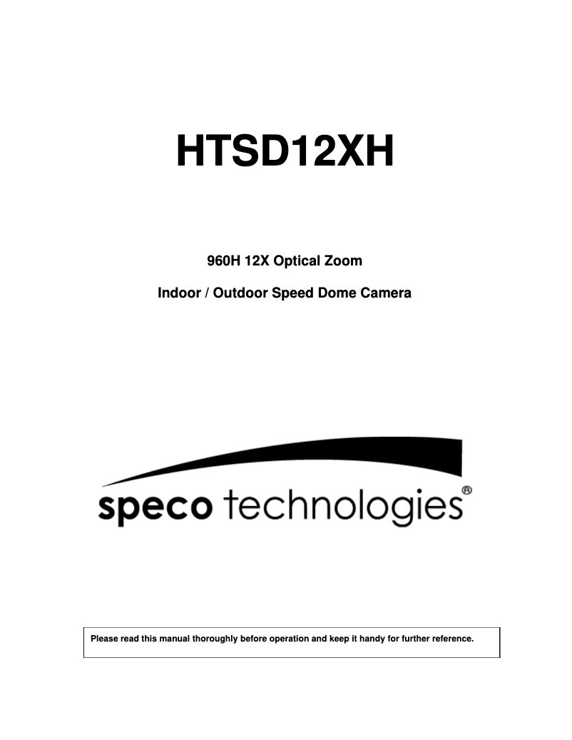 Page 1 de la notice Manuel utilisateur Speco Technologies HTSD12XH