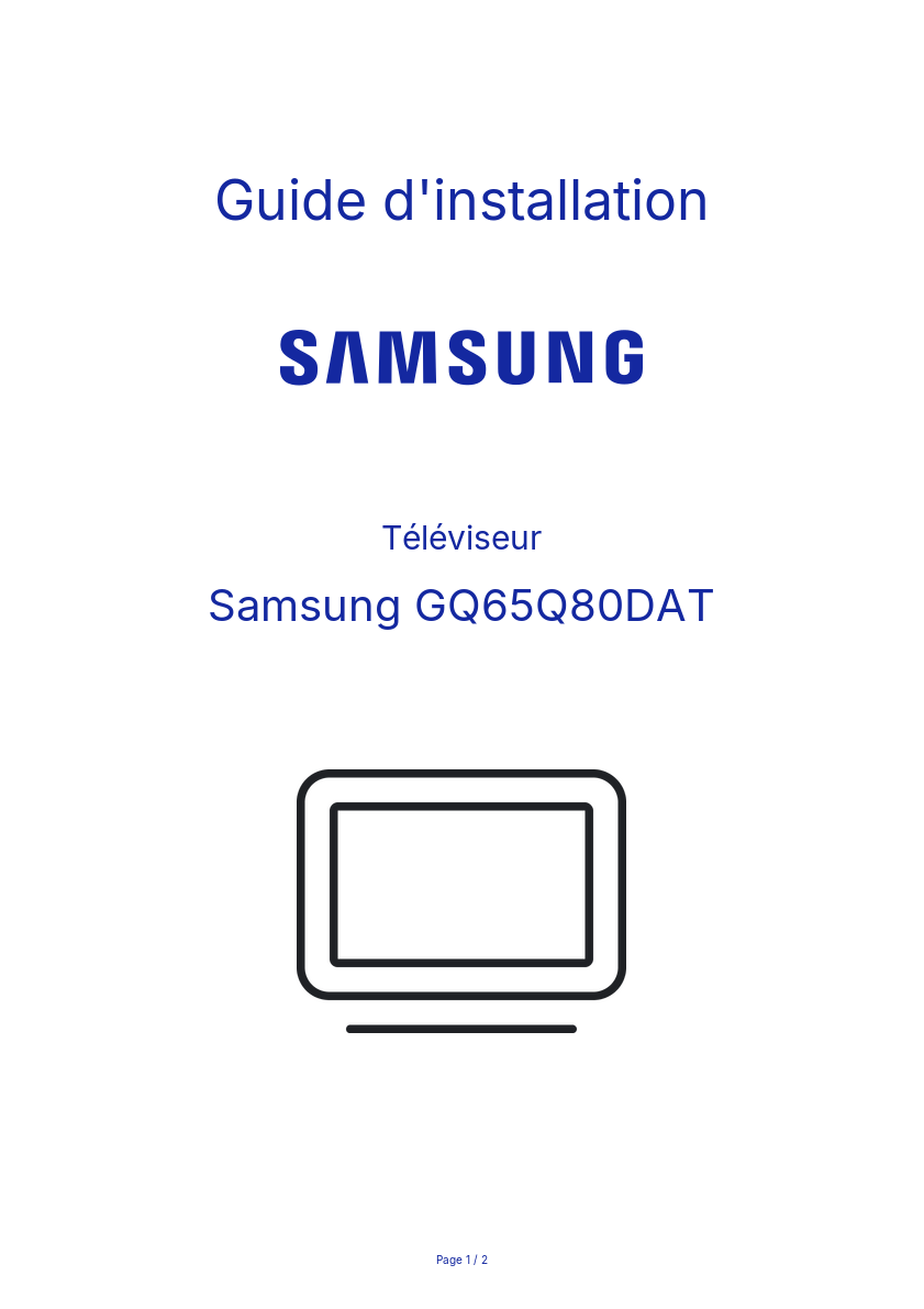 Page n°1 - Guide d'installation Samsung GQ65Q80DAT