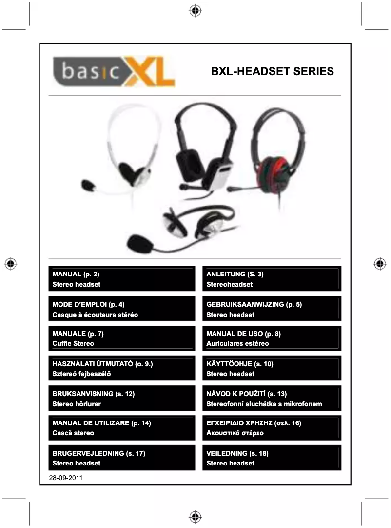 Image de la première page du manuel de l'appareil BXL-HEADSET1