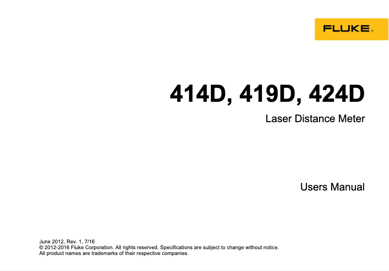 Page 1 de la notice Manuel utilisateur Fluke 424D
