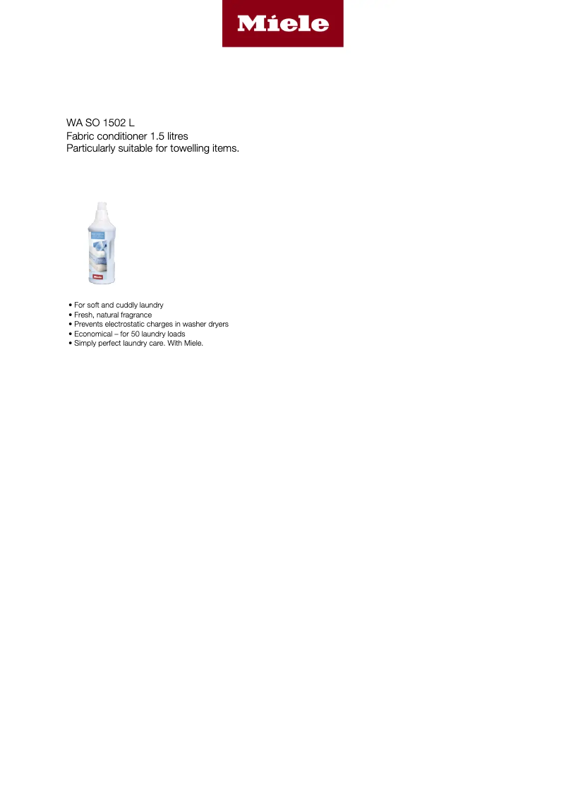 Page n°1 - Manuel utilisateur Miele WA SO 1502 L