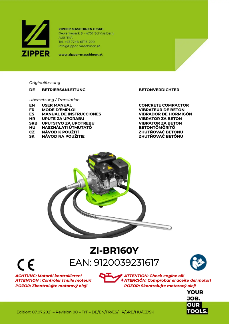 Page 1 de la notice Manuel utilisateur Zipper ZI-BR160Y