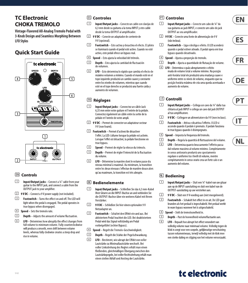 Page 1 de la notice Manuel utilisateur TC Electronic Choka Tremolo