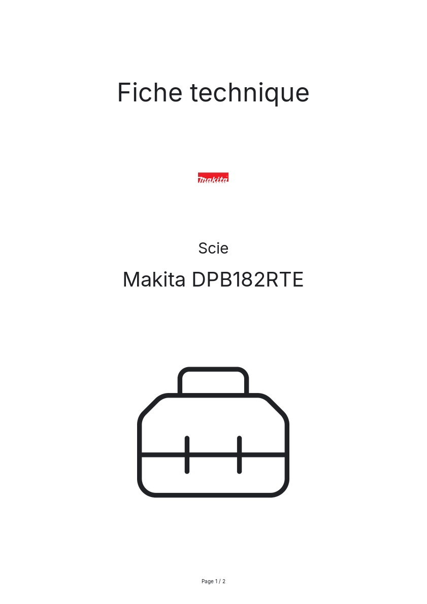 Page n°1 - Fiche technique Makita DPB182RTE