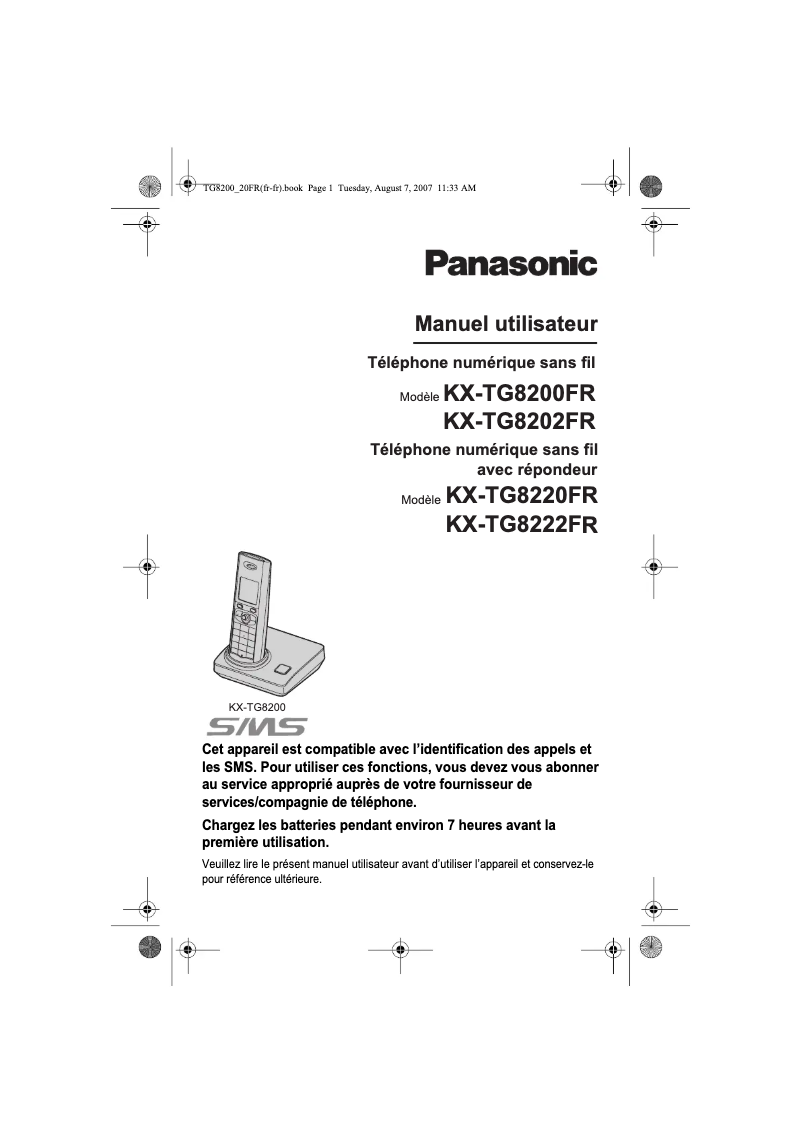 Imagen de la primera página del manual del dispositivo KX-TG8220