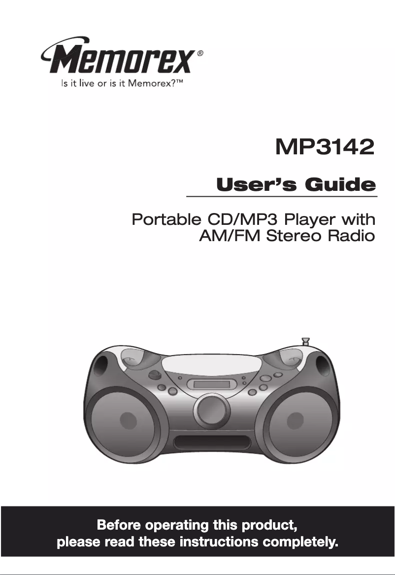 Page n°1 - Manuel utilisateur Memorex MP3142
