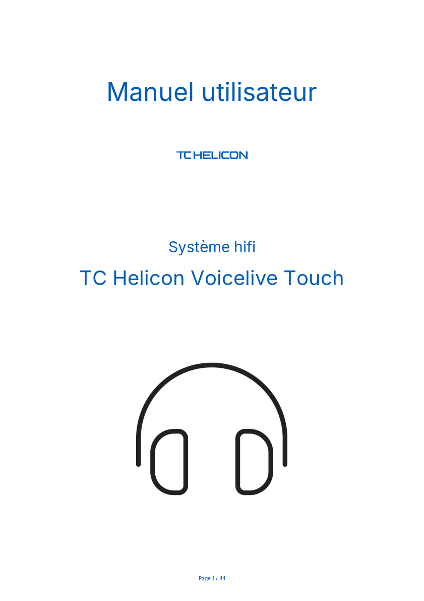 Page n°1 - Manuel utilisateur TC Helicon Voicelive Touch