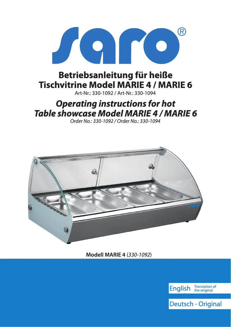Page n°1 - Manuel utilisateur Saro MARIE 4 330-1092