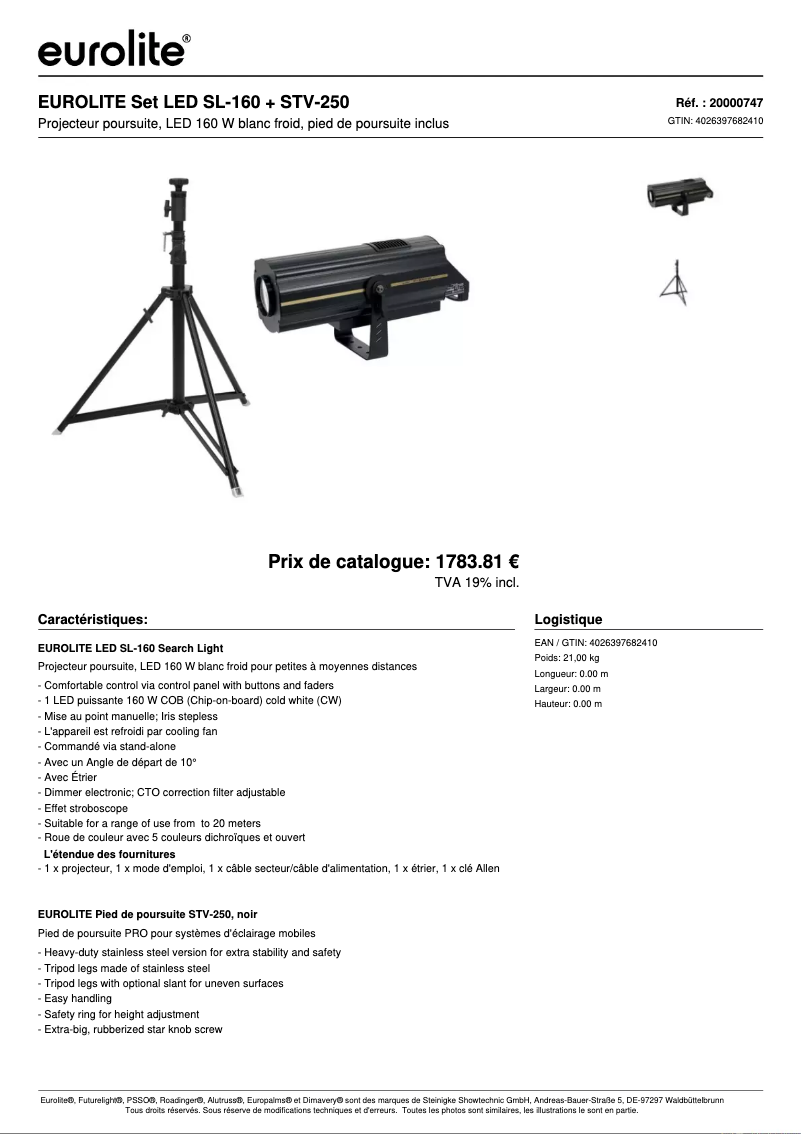 Image de la première page du manuel de l'appareil LED SL-160