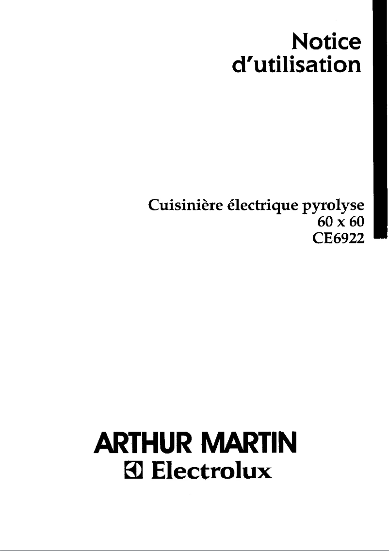 Page n°1 - Manuel utilisateur Arthur Martin-Electrolux CE6922N1
