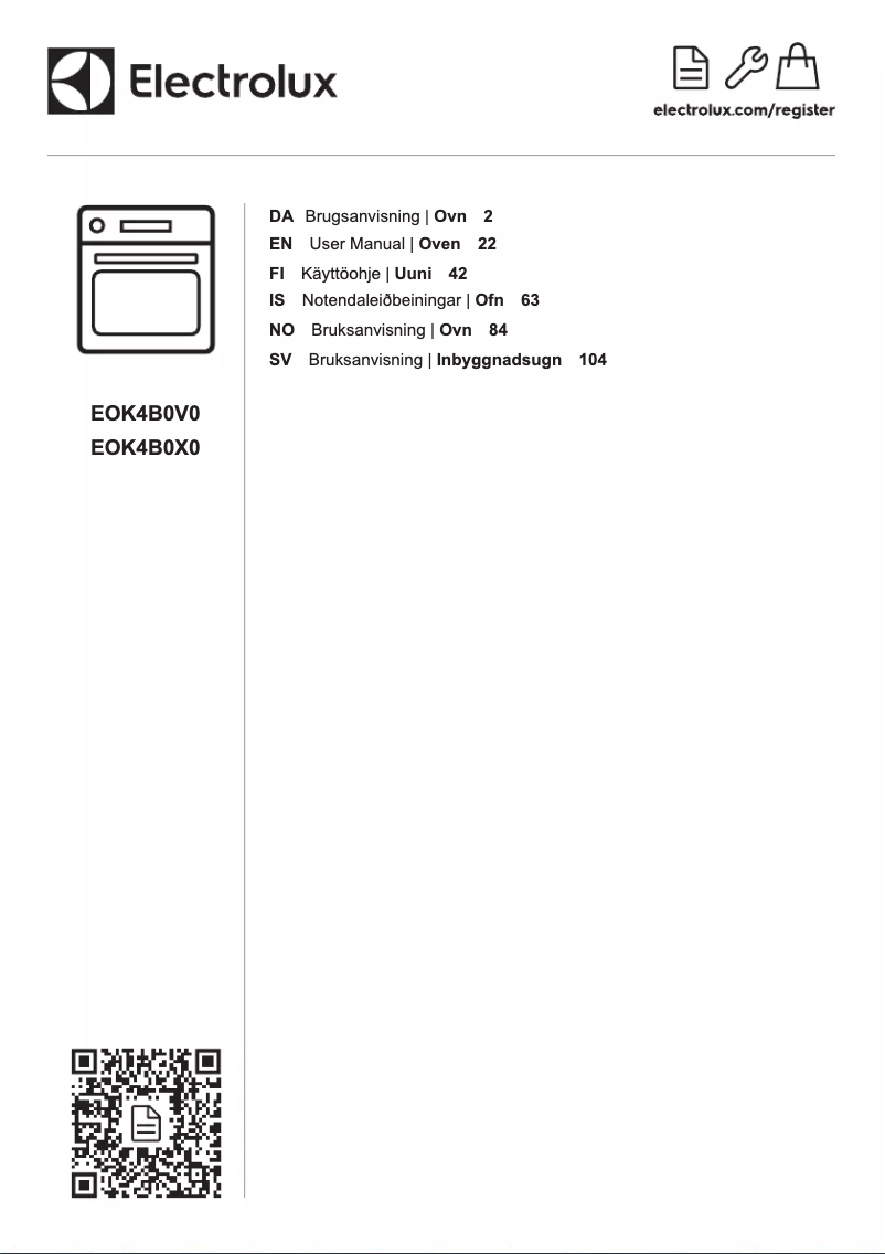 Page 1 de la notice Manuel utilisateur Electrolux EOK4B0X0
