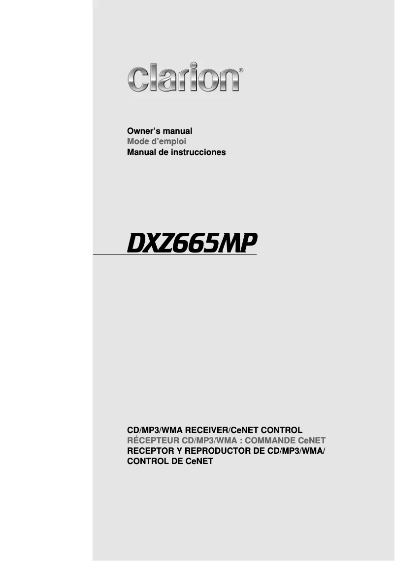 Página 1 del manual Manual de usuario Clarion DXZ665MP