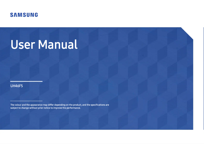 Page 1 de la notice Manuel utilisateur Samsung LH46UHFCLBB