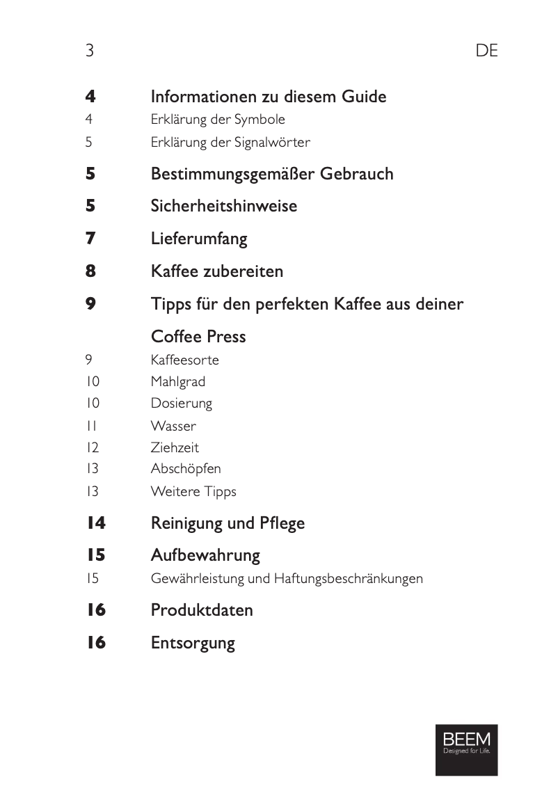 Image de la première page du manuel de l'appareil Coffee Press