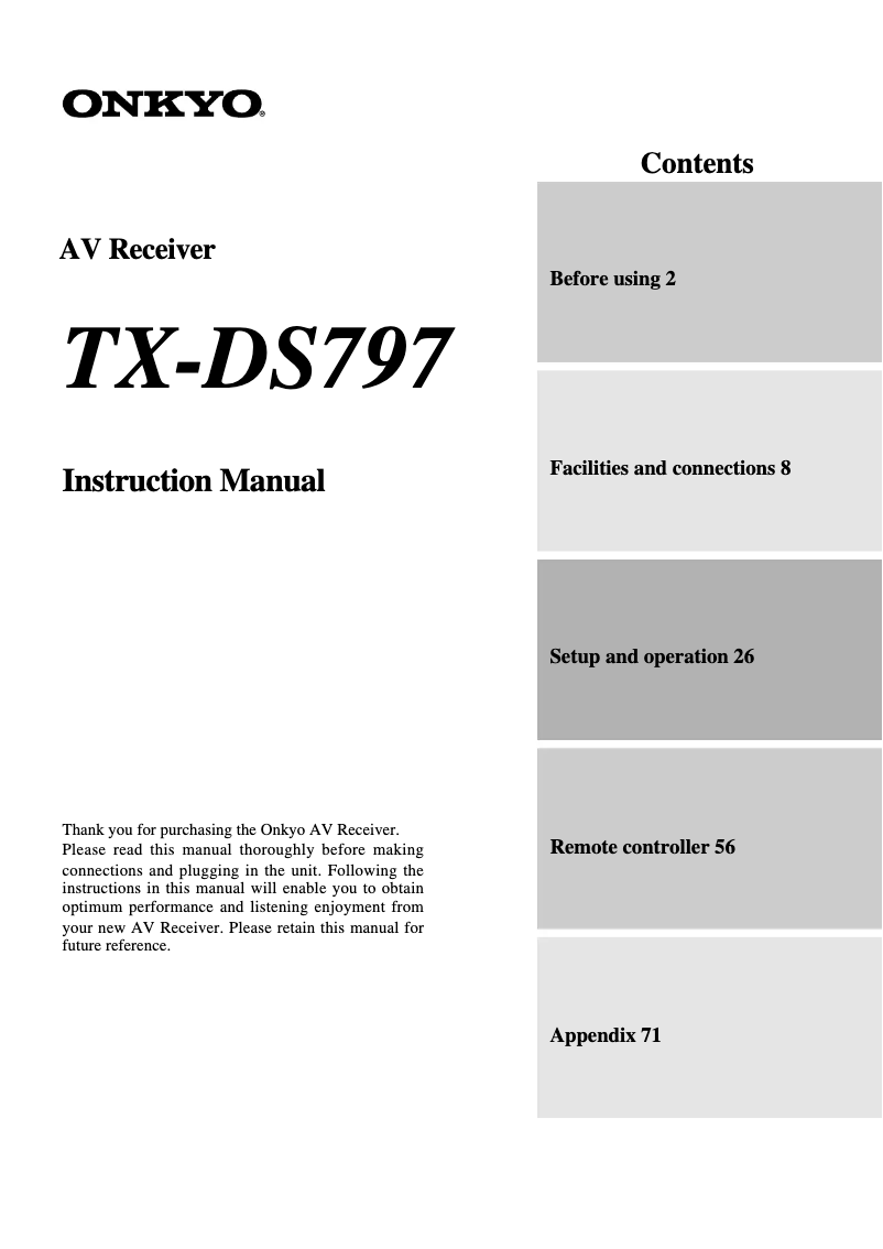 Image de la première page du manuel de l'appareil TX-DS797