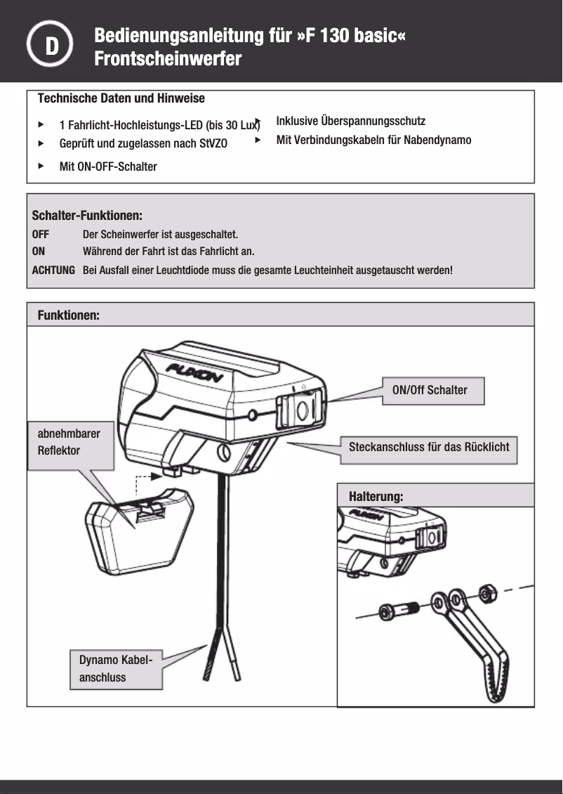Page n°1 - Manuel utilisateur Fuxon F 130