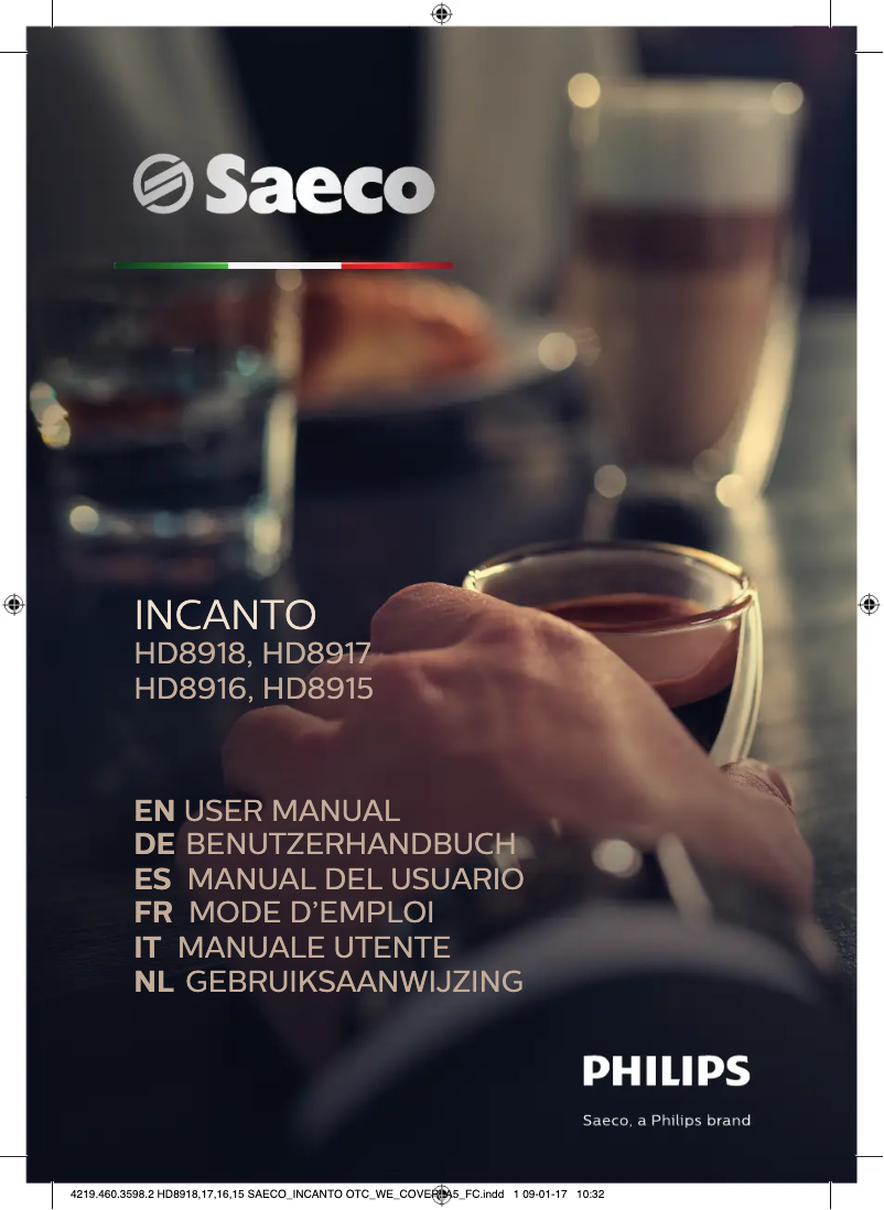Page n°1 - Manuel utilisateur Philips Saeco Incanto HD8918