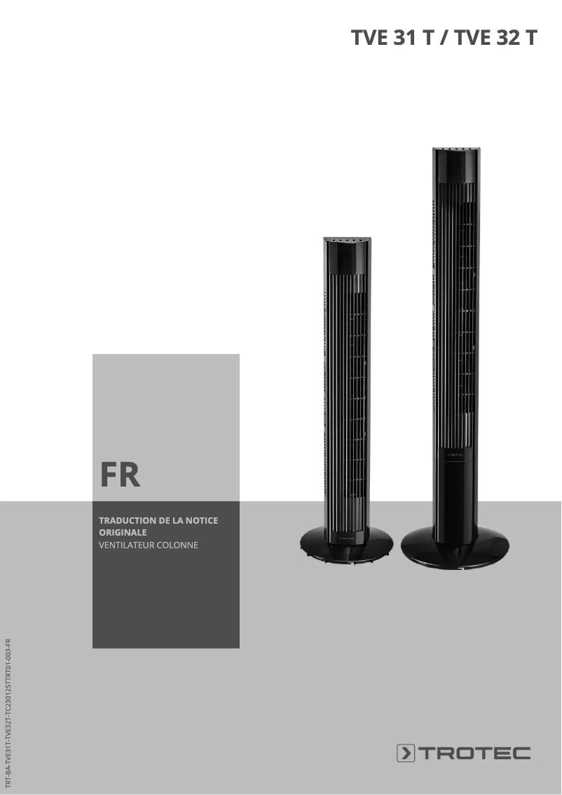 Page 1 de la notice Manuel utilisateur Trotec TVE 31 T