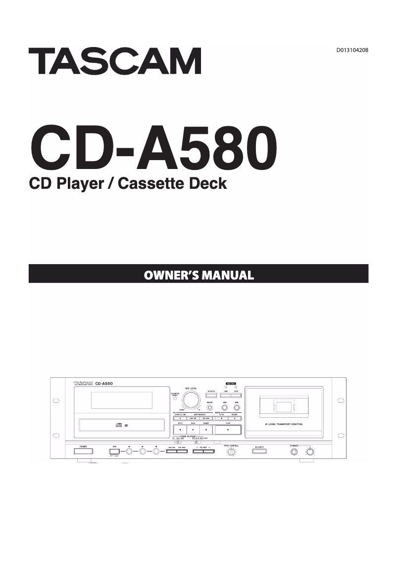 Page n°1 - Manuel utilisateur Tascam CD-A580