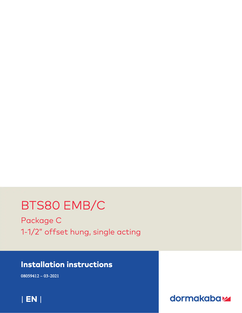 Page 1 de la notice Manuel utilisateur Dormakaba BTS80 EMB