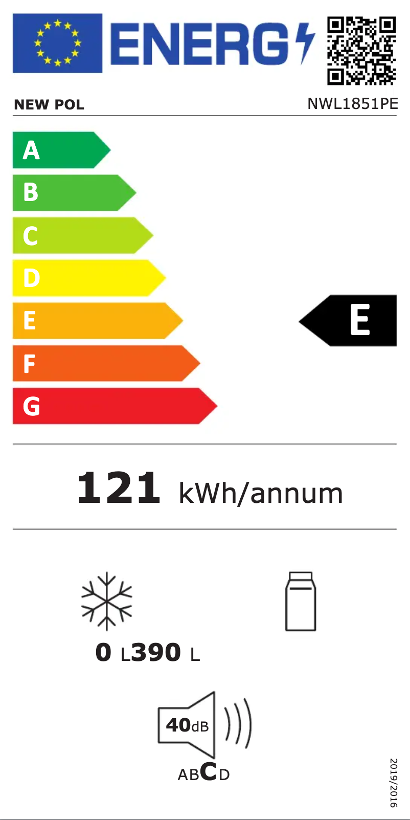 Page n°1 - Label énergétique New Pol NWL1851PE