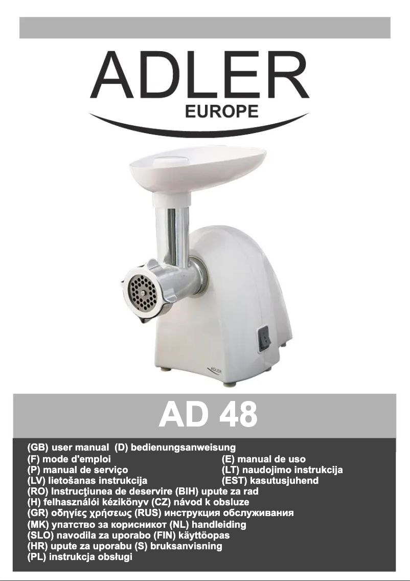 Image de la première page du manuel de l'appareil AD 48