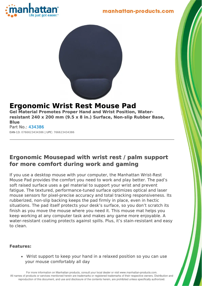 Page 1 de la notice Fiche technique Manhattan 434386