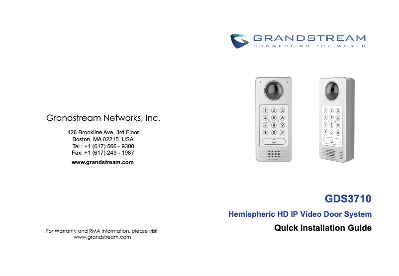 Page n°1 - Guide de démarrage rapide Grandstream GDS3710