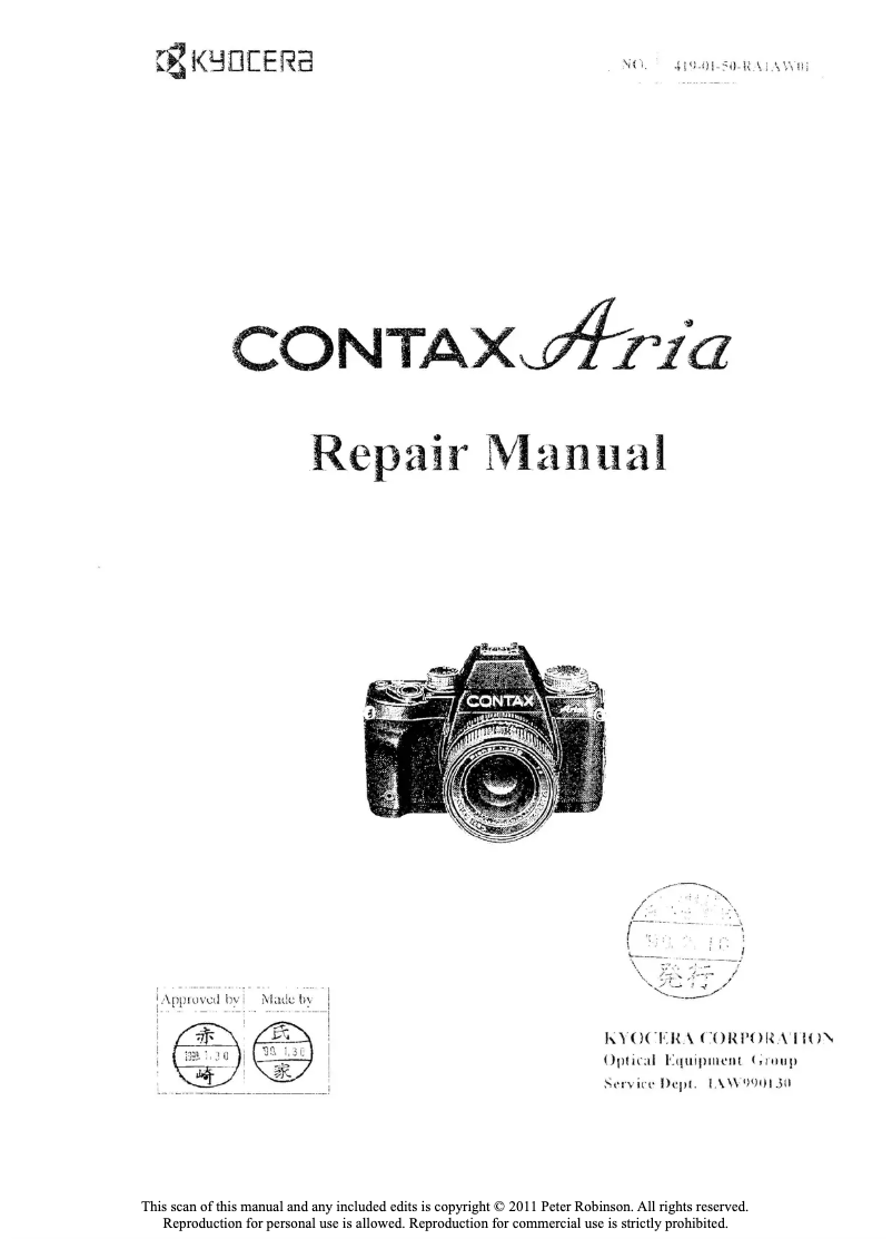 Page n°1 - Manuel utilisateur Contax Aria