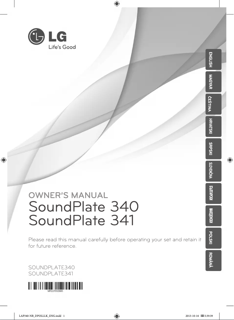 Page n°1 - Manuel utilisateur LG SoundPlate 341