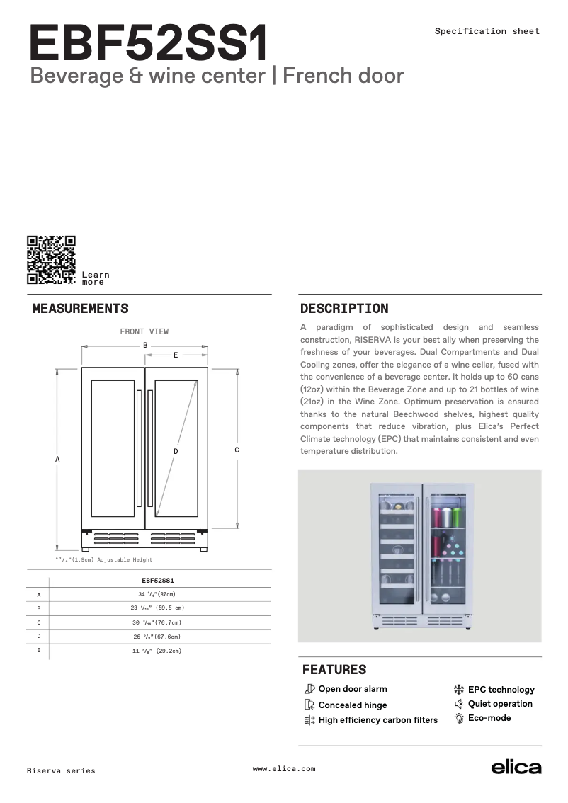 Image de la première page du manuel de l'appareil EBF52SS1