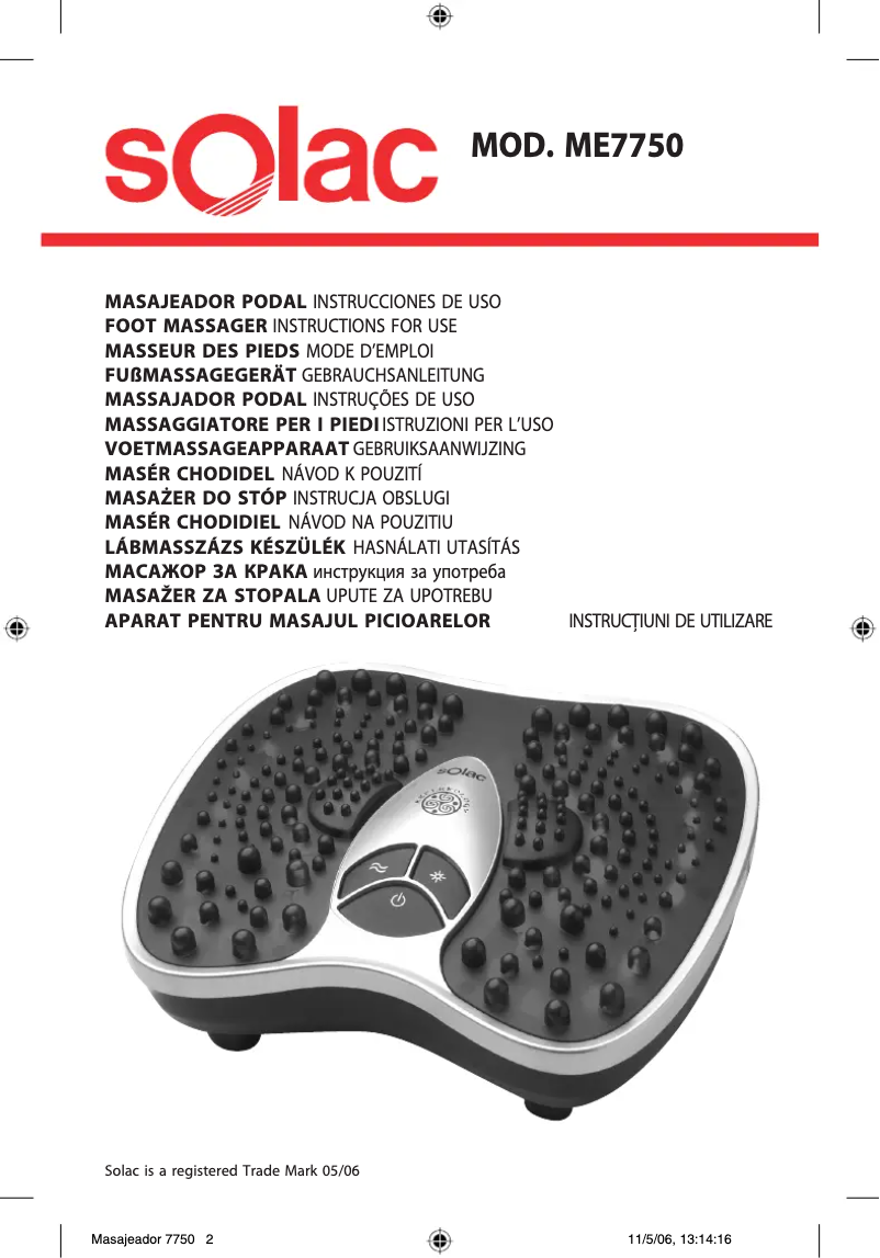 Page n°1 - Manuel utilisateur Solac ME7750