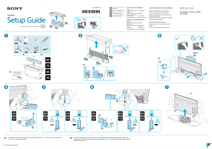 Page 1 de la notice Guide d'installation Sony KD-55X85J