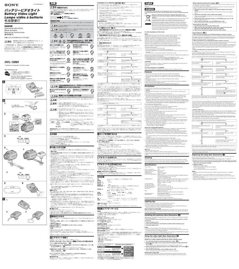 Page 1 of the manual User Manual Sony HVL-10NH