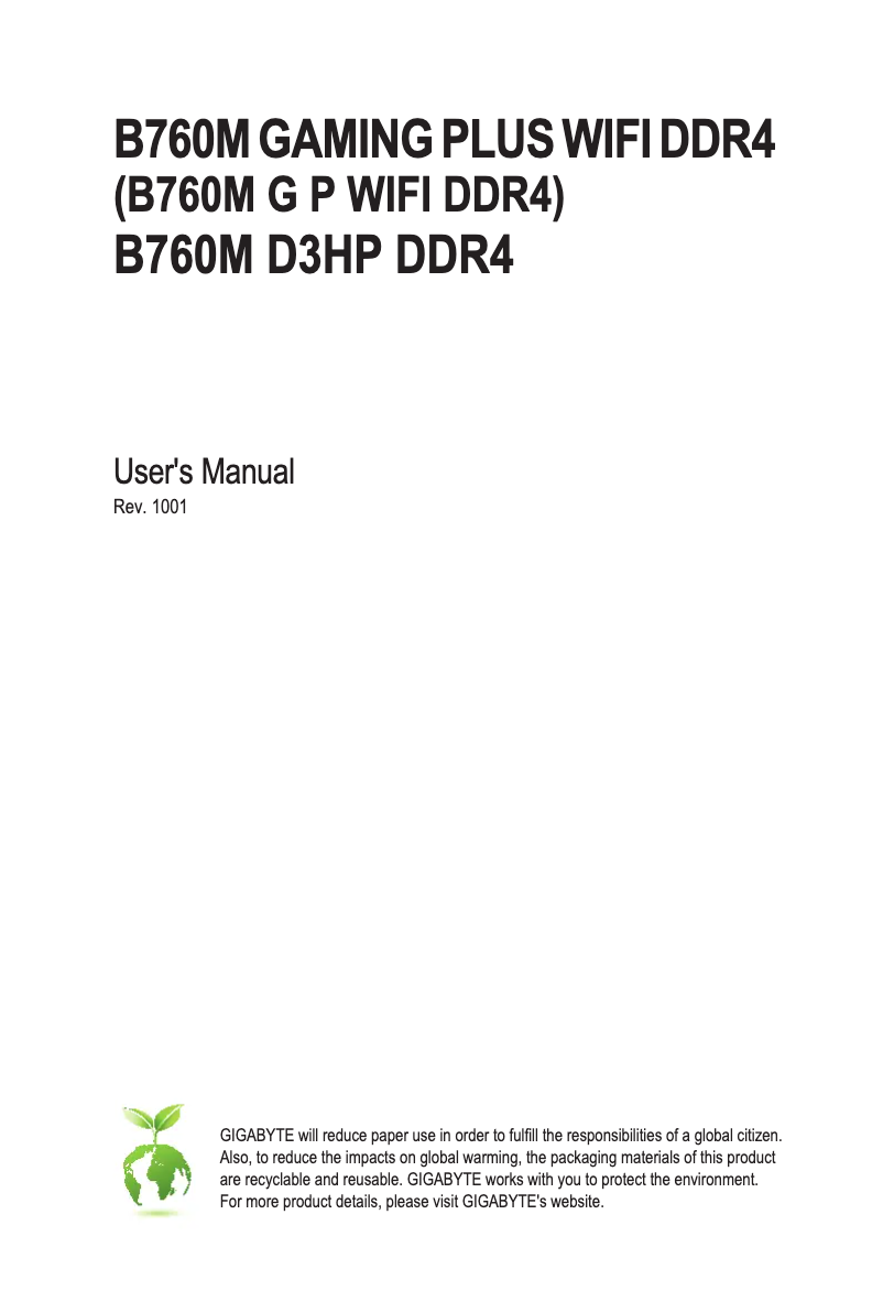 Image de la première page du manuel de l'appareil B760M D3HP DDR4