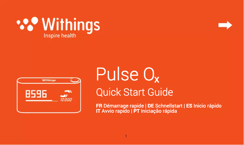Page 1 de la notice Manuel utilisateur Withings Pulse Ox