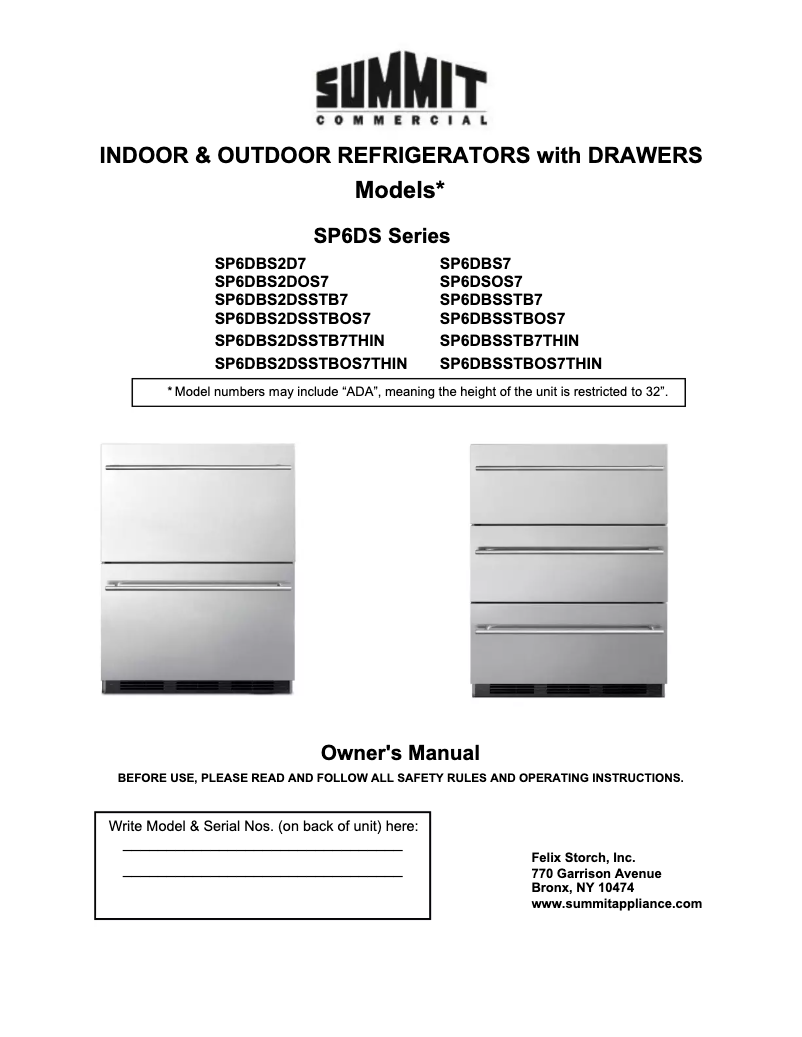Page 1 de la notice Guide d'installation Summit SP6DS7