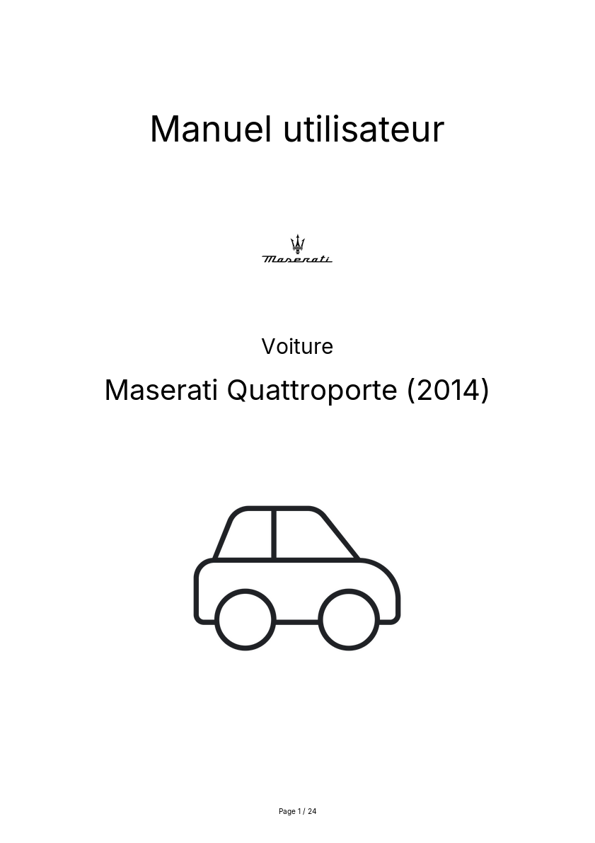 Page n°1 - Manuel utilisateur Maserati Quattroporte (2014)