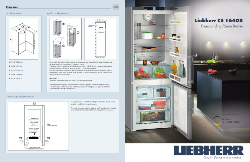 Page 1 de la notice Fiche technique Liebherr CS-1640B-L