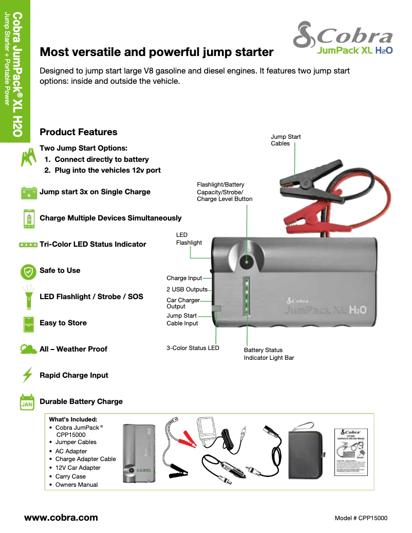 Image de la première page du manuel de l'appareil JumPack XL H2O CPP 15000