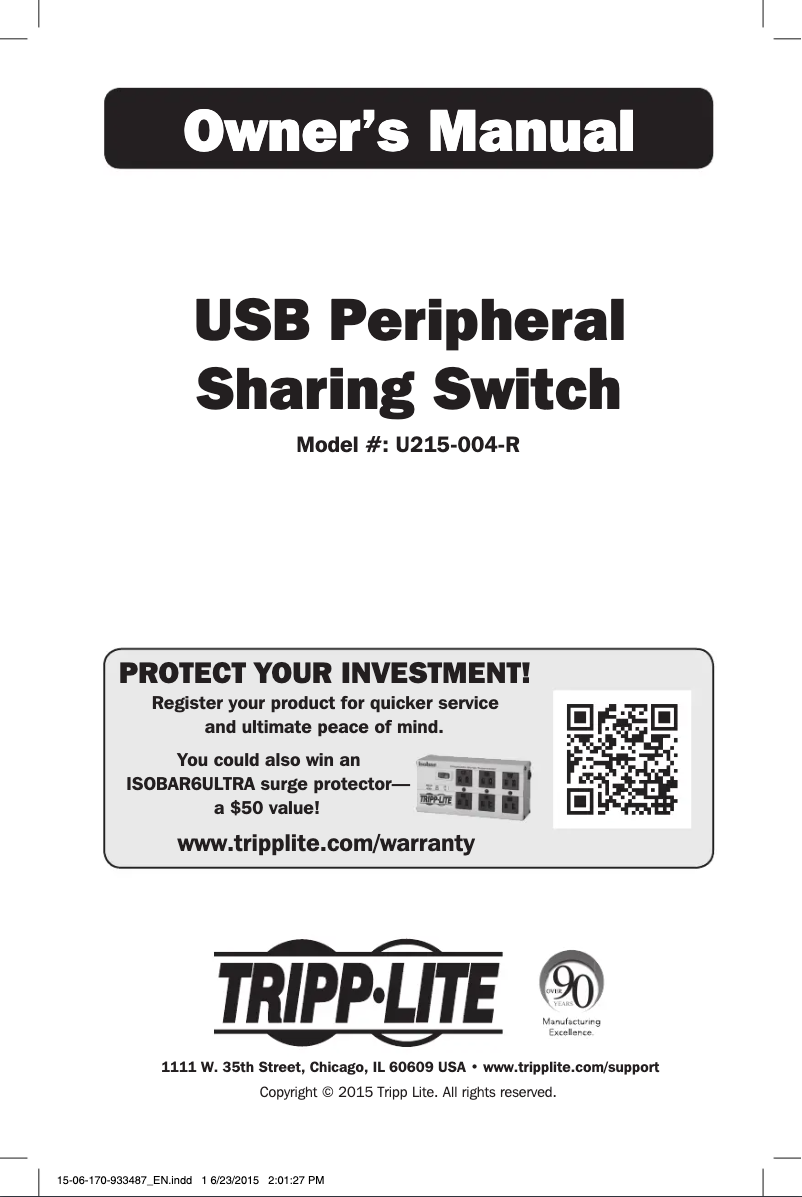 Image de la première page du manuel de l'appareil U215-004-R