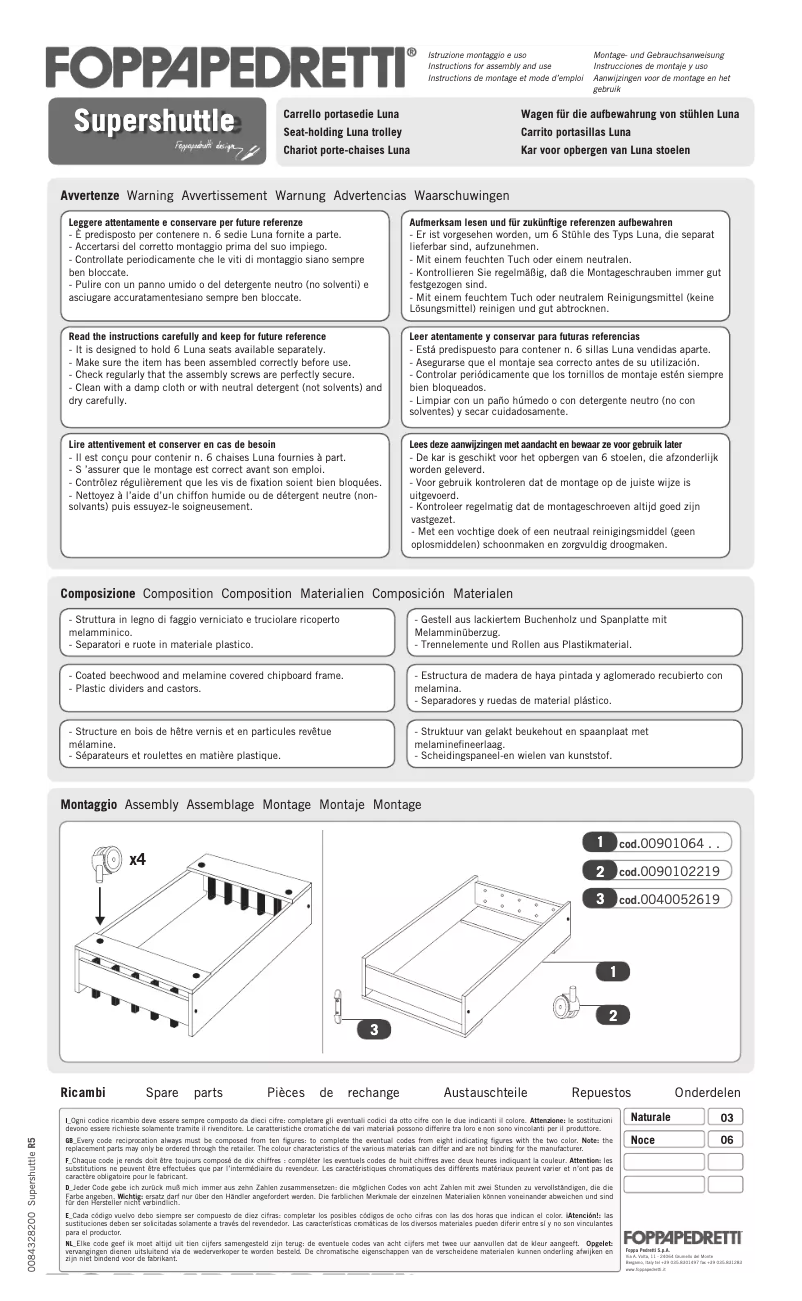 Page 1 de la notice Manuel utilisateur Foppapedretti Supershuttle