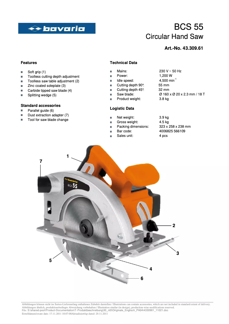 Imagen de la primera página del manual del dispositivo BCS 55