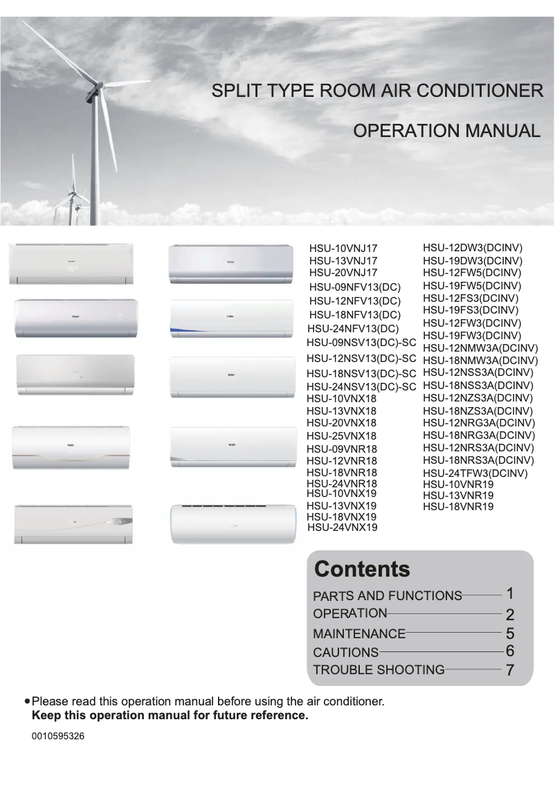 Page 1 de la notice Manuel utilisateur Haier HSU-25VNX18