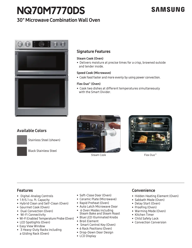 Página 1 del manual Ficha técnica Samsung NQ70M7770DG
